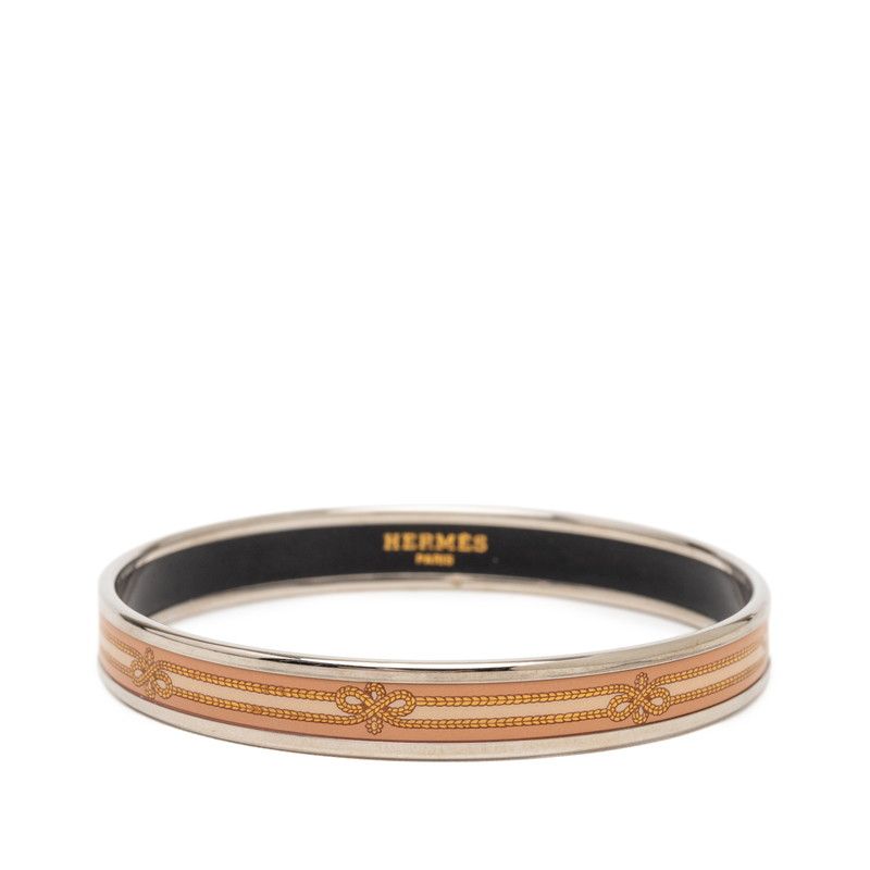 Hermes Enamel PM Cloisonne Bangle Gold Beige Metal 1- Bracelet