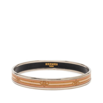 Hermes Enamel PM Cloisonne Bangle Gold Beige Metal 1- Bracelet