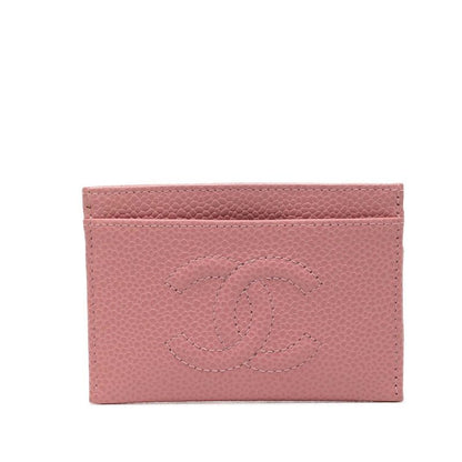 Chanel CC Logo Card Case Pink Caviar Leather