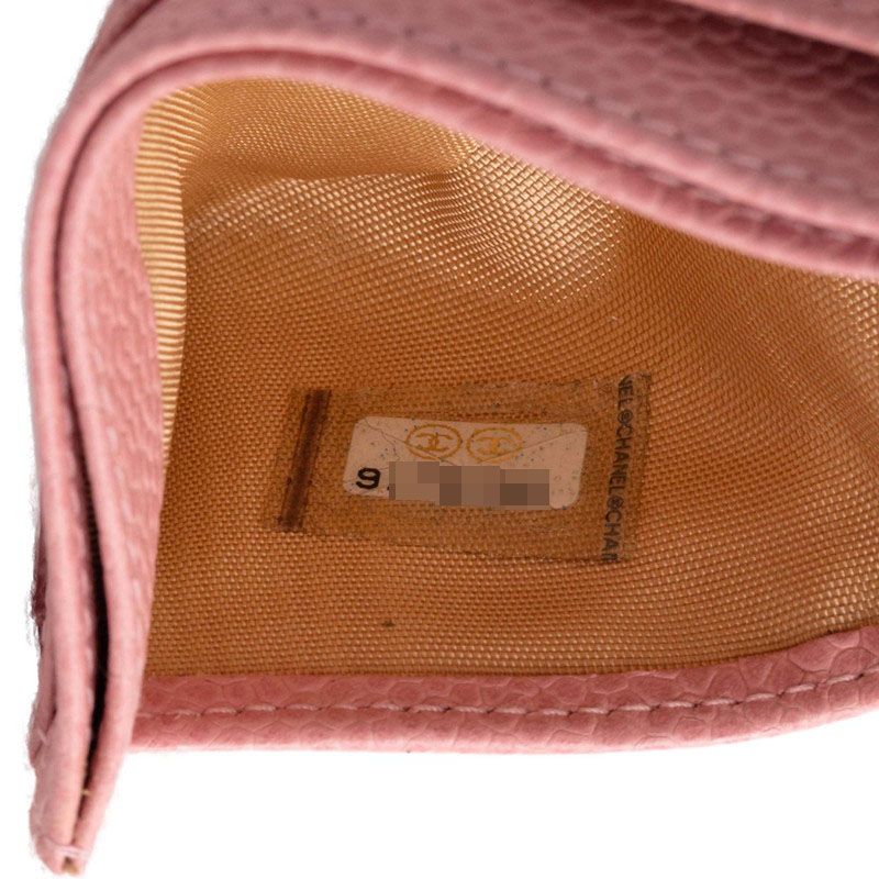 Chanel CC Logo Card Case Pink Caviar Leather — view 6