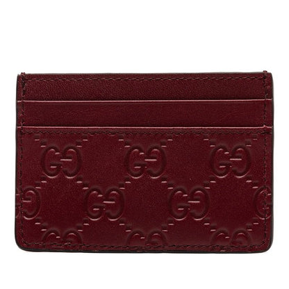 Gucci GG Emblem Card Case Wine Red Bordeaux Leather
