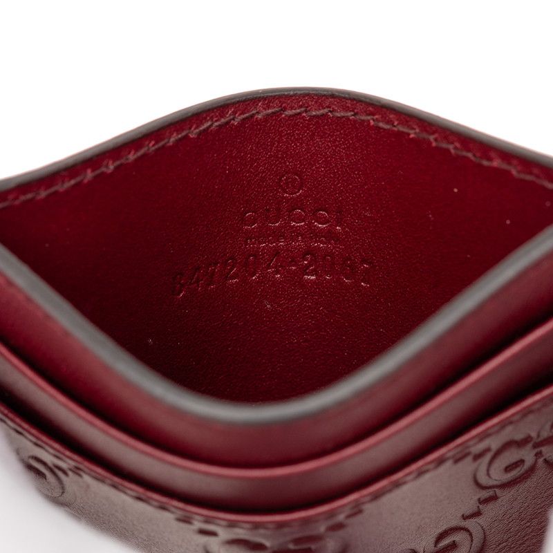 Gucci GG Emblem Card Case Wine Red Bordeaux Leather — view 5