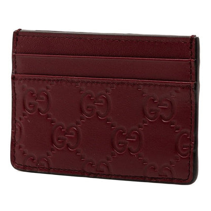 Gucci GG Emblem Card Case Wine Red Bordeaux Leather — view 2