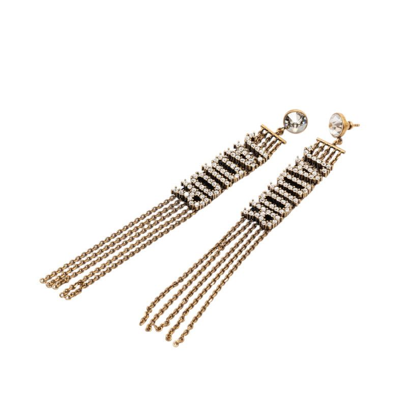 Dior Logo J'adior Earrings Gold Plated Line Stone