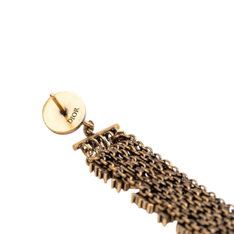 Dior Logo J'adior Earrings Gold Plated Line Stone — view 3
