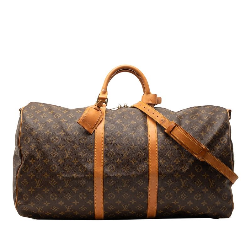 Louis Vuitton Monogram Keepall Bandouliere 60 Boston Bag 2-Way Brown Leather