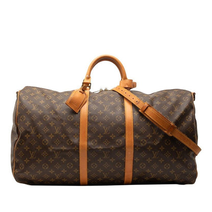 Louis Vuitton Monogram Keepall Bandouliere 60 Boston Bag 2-Way Brown Leather