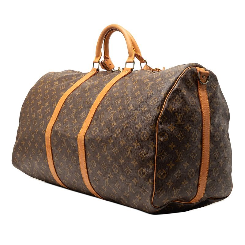 Louis Vuitton Monogram Keepall Bandouliere 60 Boston Bag 2-Way Brown Leather — view 2