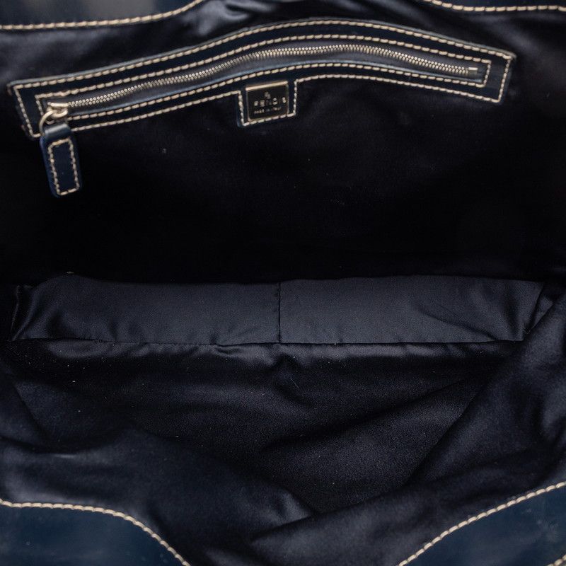 Fendi Zucchino Tote Gray Navy Canvas Leather — view 4