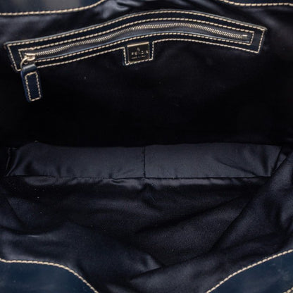 Fendi Zucchino Tote Gray Navy Canvas Leather — view 4