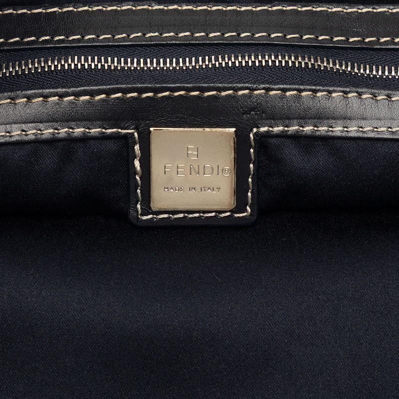 Fendi Zucchino Tote Gray Navy Canvas Leather — view 5