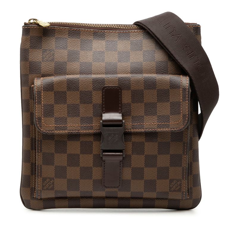 Louis Vuitton Damier Pochette Melville Crossbody Shoulder Bag Brown Leather
