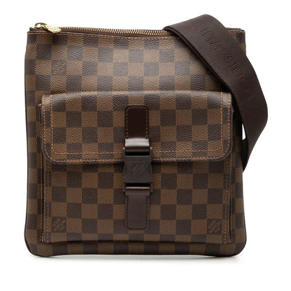 Louis Vuitton Damier Pochette Melville Crossbody Shoulder Bag Brown Leather