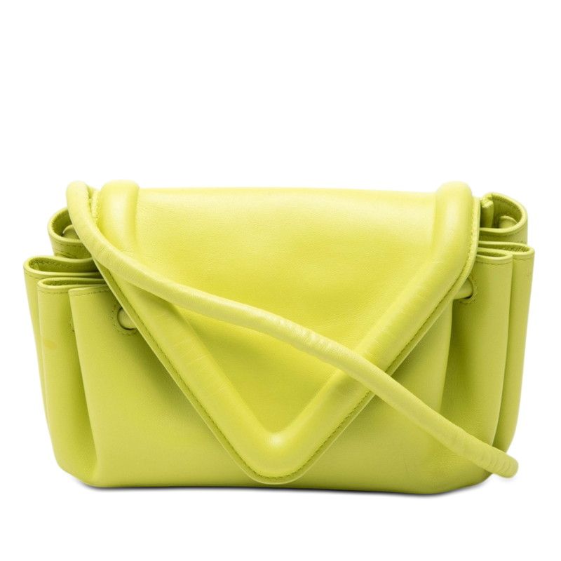 Bottega Veneta Beak Small Triangle Flap Shoulder Bag Neon Yellow Leather