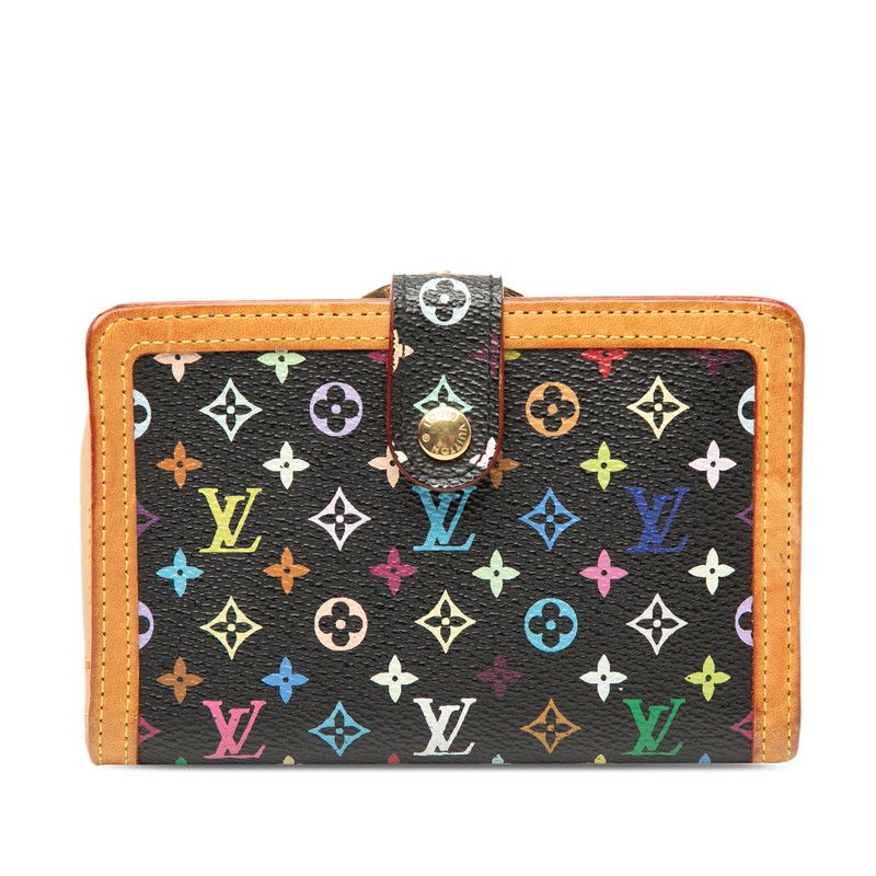 Louis Vuitton Monogram Multicolor Portefeuille Bifold Wallet Black Leather