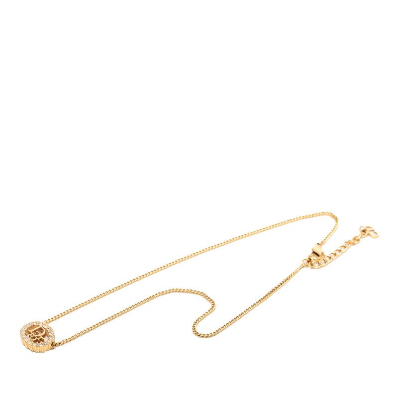 Dior Logo Necklace Gold Plated Line Stone — view 3