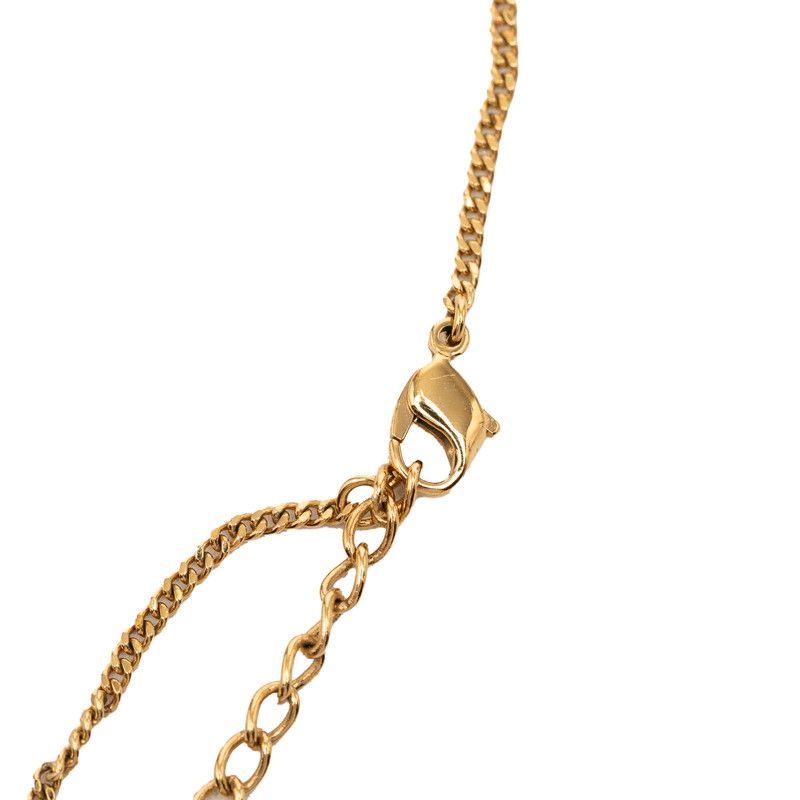 Dior Logo Necklace Gold Plated Line Stone — view 4