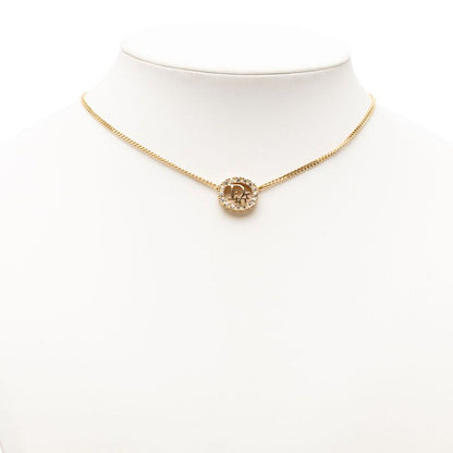 Dior Logo Necklace Gold Plated Line Stone — view 6