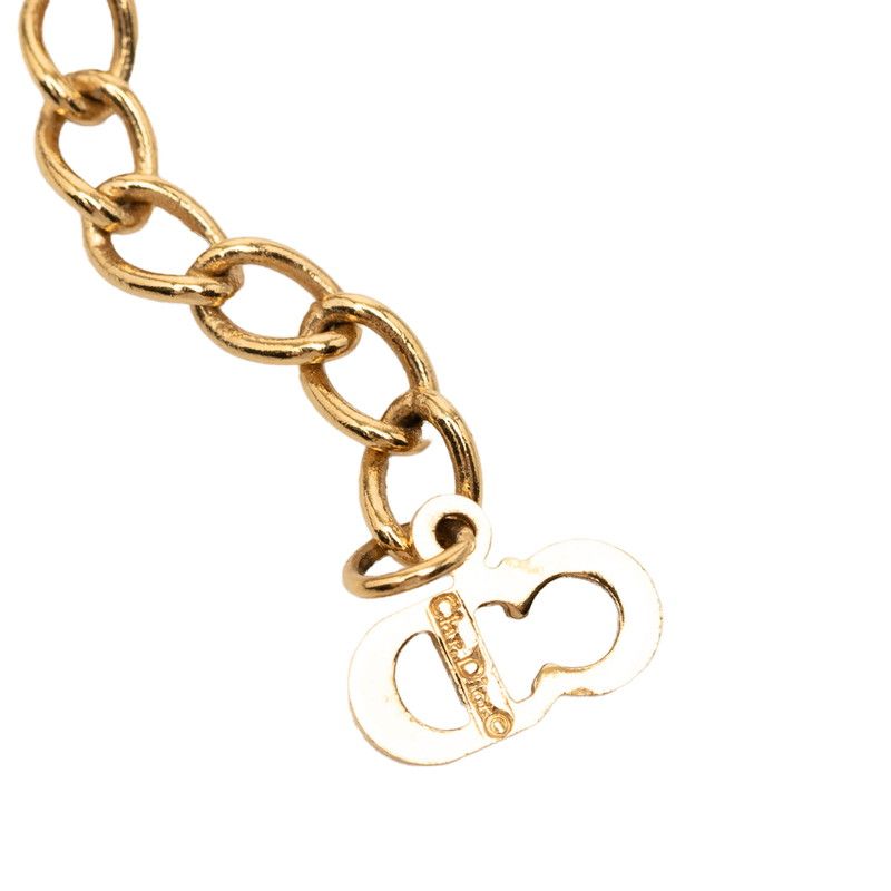 Dior Logo Necklace Gold Plated Line Stone — view 5