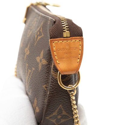 Louis Vuitton Monogram Mini Pochette Chain Mini Handbag Pouch Brown Leather — view 6