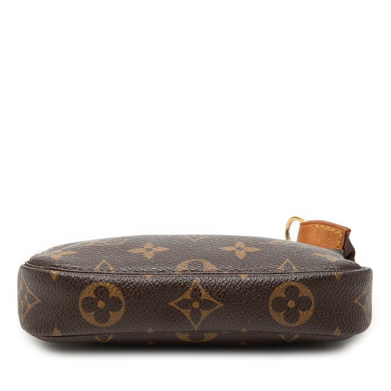 Louis Vuitton Monogram Mini Pochette Chain Mini Handbag Pouch Brown Leather — view 3