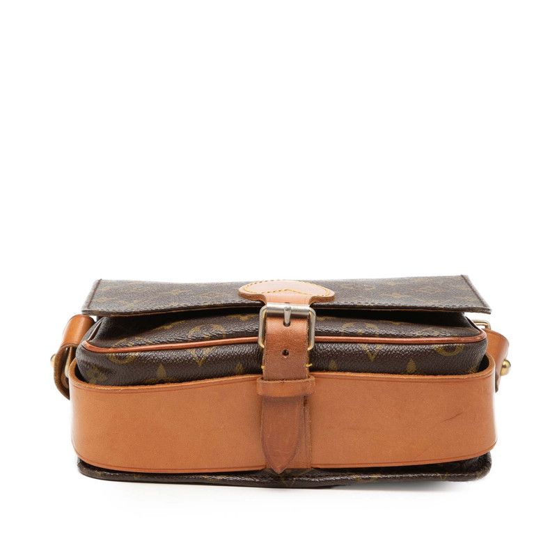 Louis Vuitton Monogram Cartouchiere MM Crossbody Shoulder Bag Brown Leather — view 3