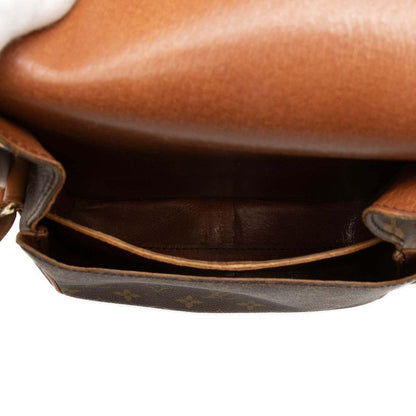 Louis Vuitton Monogram Cartouchiere MM Crossbody Shoulder Bag Brown Leather — view 5