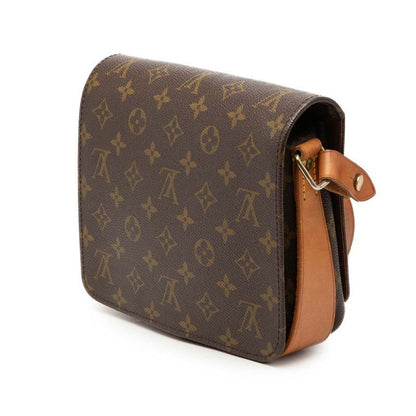 Louis Vuitton Monogram Cartouchiere MM Crossbody Shoulder Bag Brown Leather — view 2