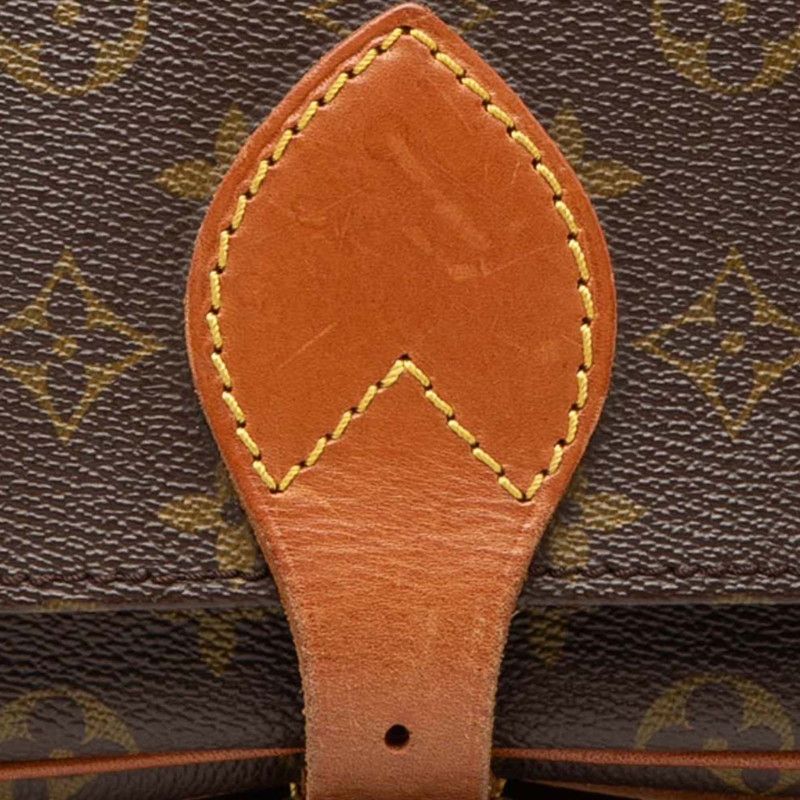 Louis Vuitton Monogram Cartouchiere MM Crossbody Shoulder Bag Brown Leather — view 4