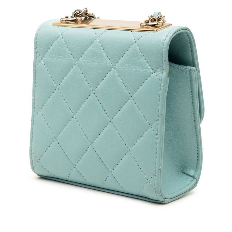 Chanel Trendy CC Logo Quilted Chain Shoulder Bag Light Blue Lambskin — view 2
