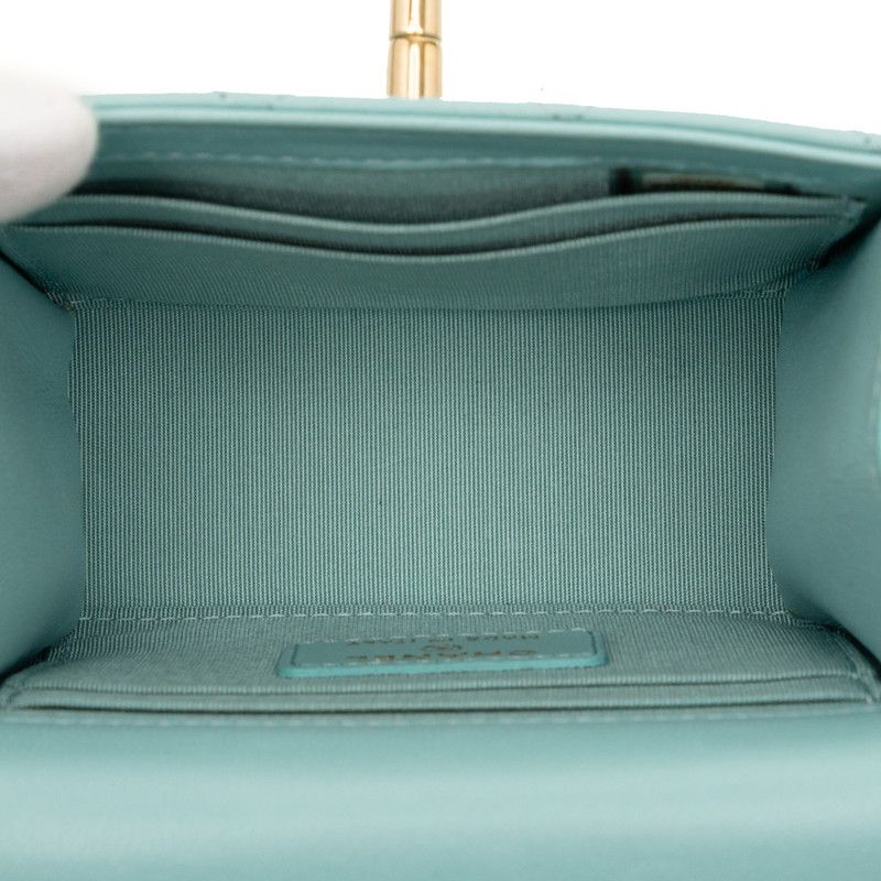 Chanel Trendy CC Logo Quilted Chain Shoulder Bag Light Blue Lambskin — view 4