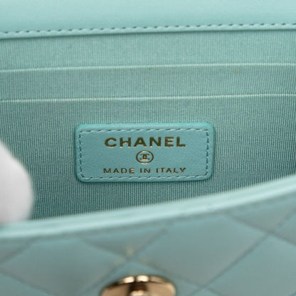 Chanel Trendy CC Logo Quilted Chain Shoulder Bag Light Blue Lambskin — view 5