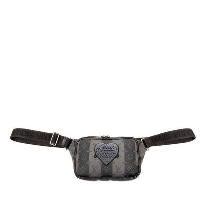 Louis Vuitton Monogram Stripe Eclipse Modular Sling Belt Bag Cross Black Gray