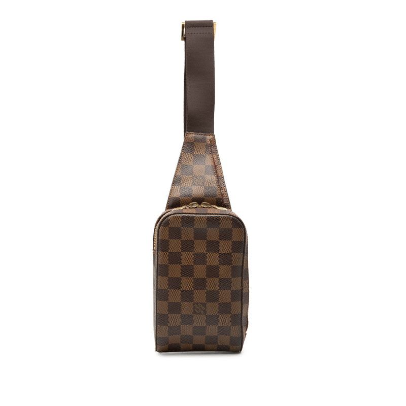 Louis Vuitton Damier Geronimos Shoulder Bag Brown Leather