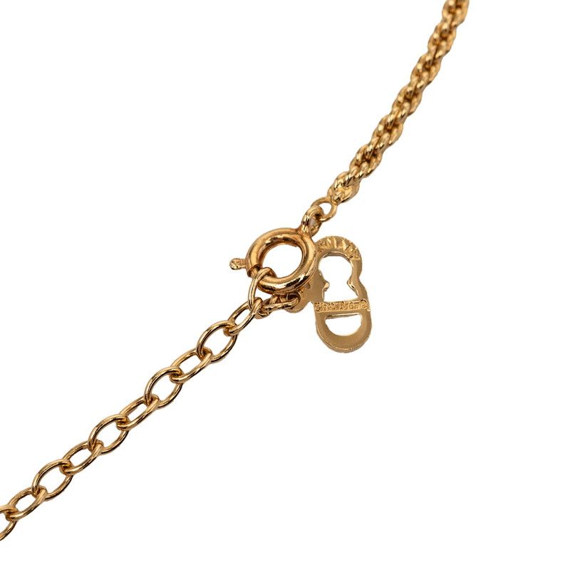 Dior Teardrop Logo Necklace Gold Plated Line Stone — view 4