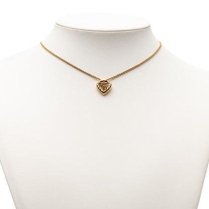 Dior CD Logo Heart Motif Pendant Necklace Gold Plated — view 6