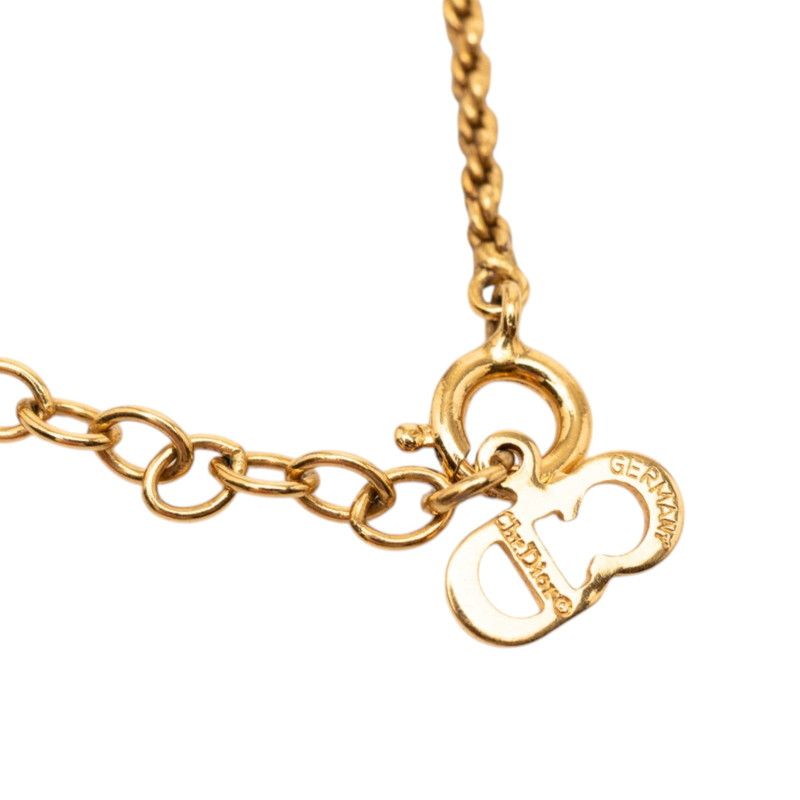 Dior CD Logo Heart Motif Pendant Necklace Gold Plated — view 4