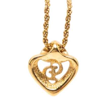 Dior CD Logo Heart Motif Pendant Necklace Gold Plated — view 2