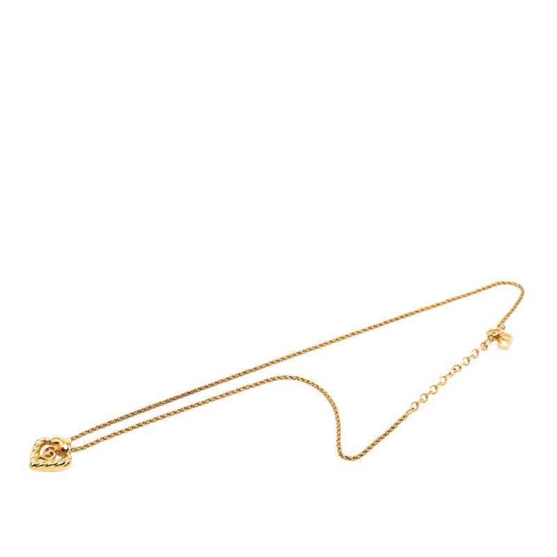 Dior CD Logo Heart Motif Pendant Necklace Gold Plated — view 3