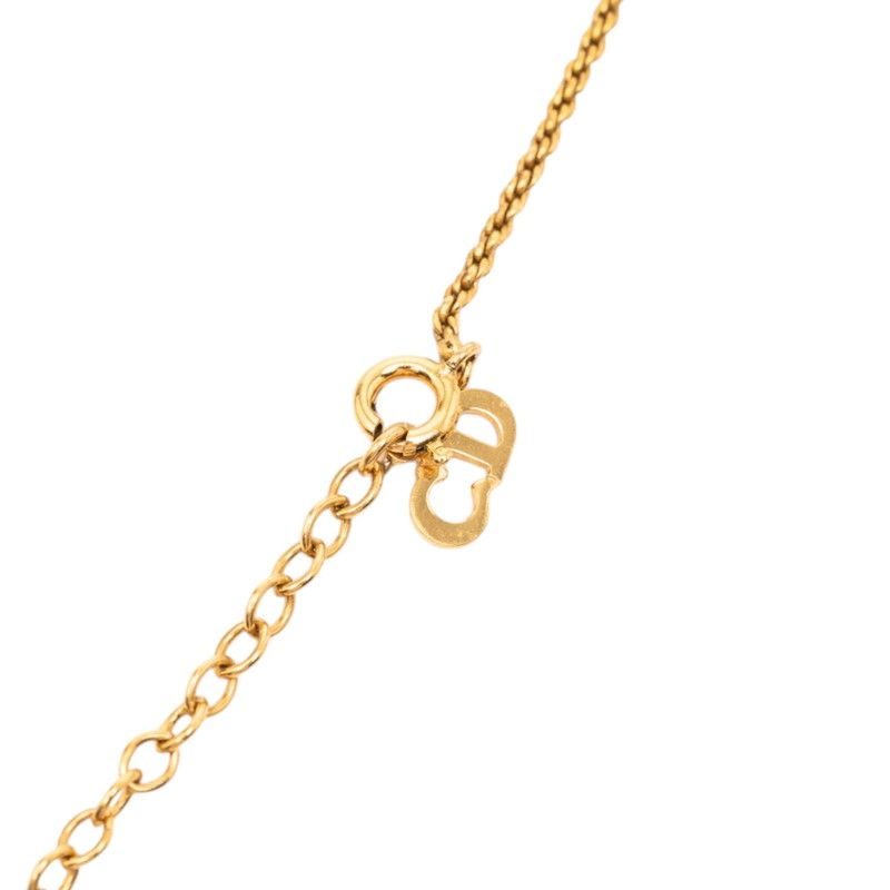 Dior CD Logo Heart Motif Pendant Necklace Gold Plated — view 5