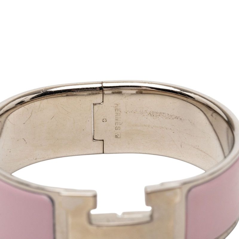 Hermes Clic Clac PM Bracelet Silver Pink Metal Enamel — view 5