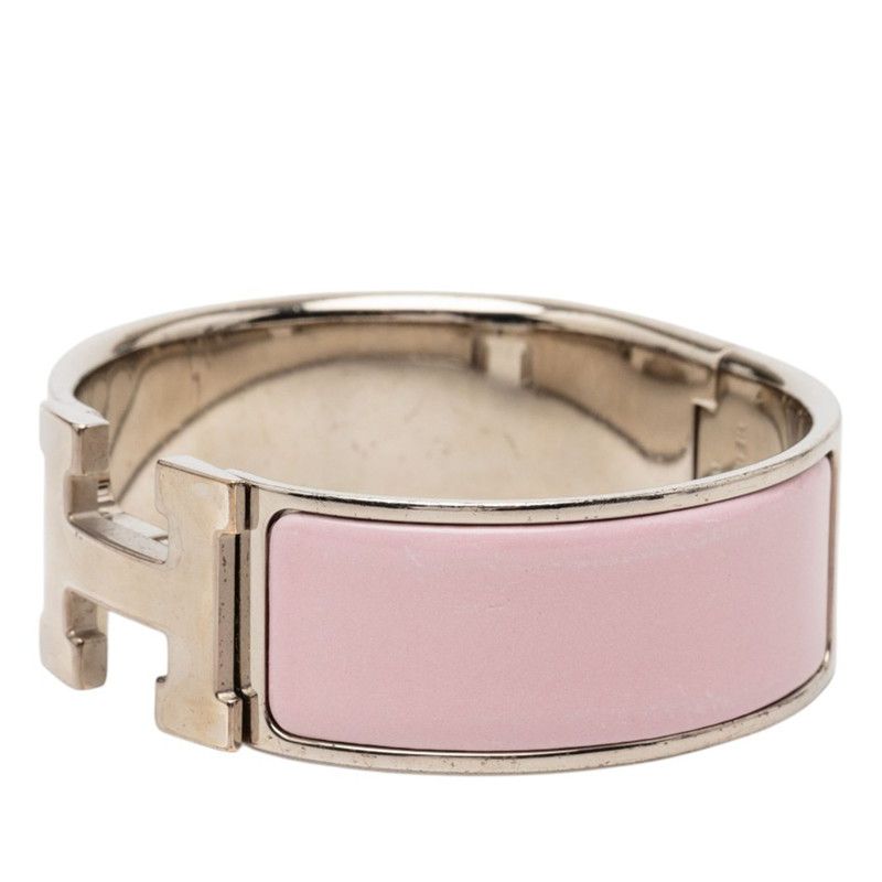 Hermes Clic Clac PM Bracelet Silver Pink Metal Enamel — view 2