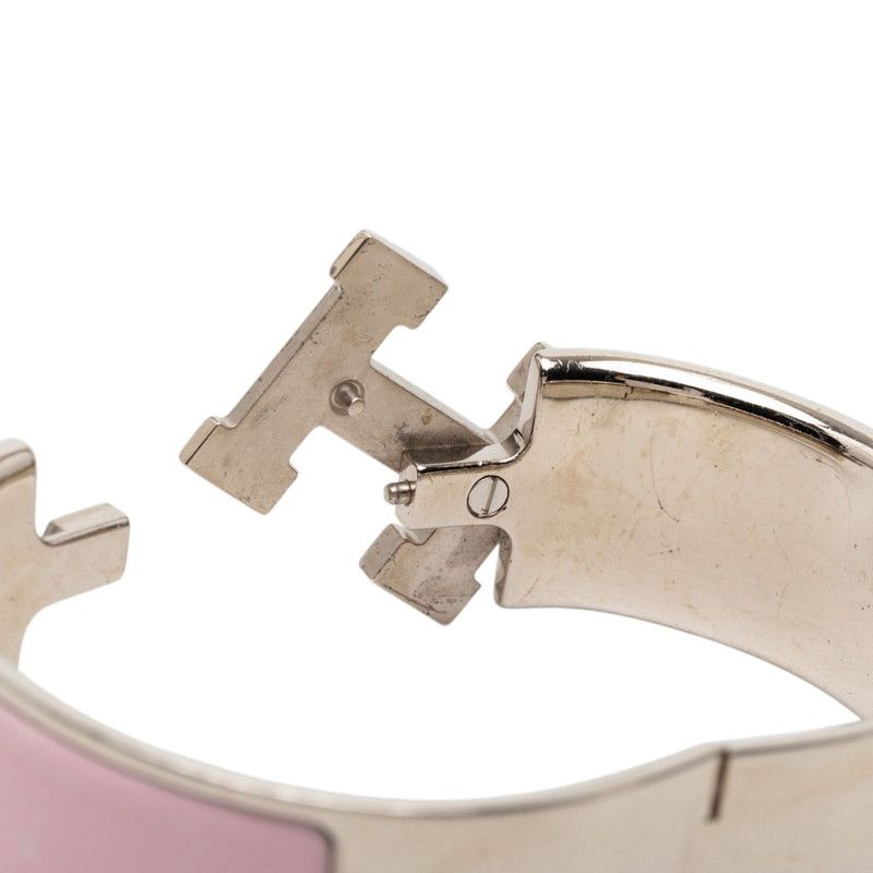Hermes Clic Clac PM Bracelet Silver Pink Metal Enamel — view 4
