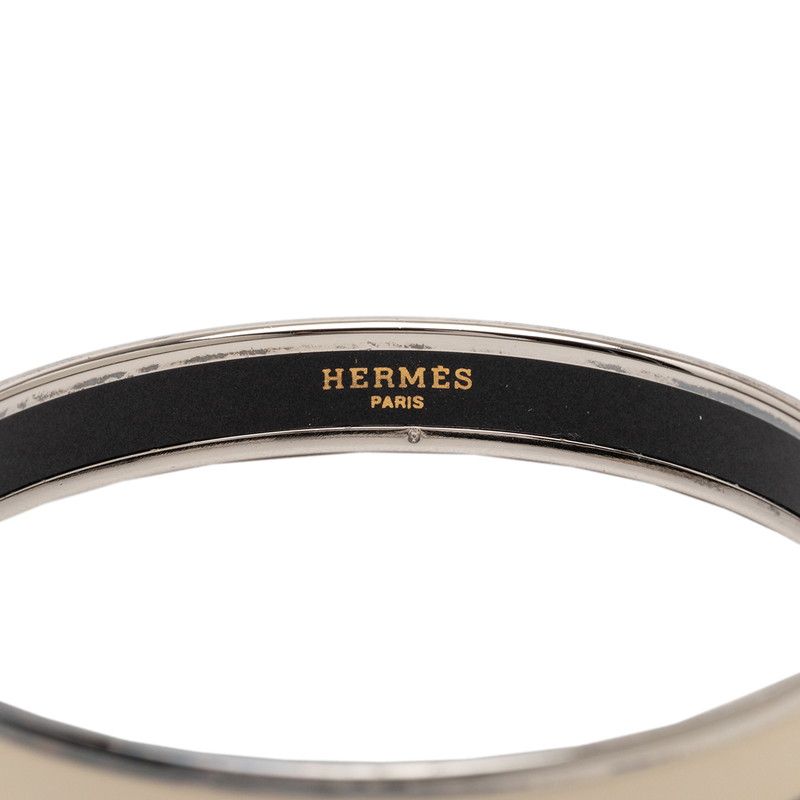 Hermes Enamel PM Bangle Silver Ivory Metal 1- Bracelet — view 4