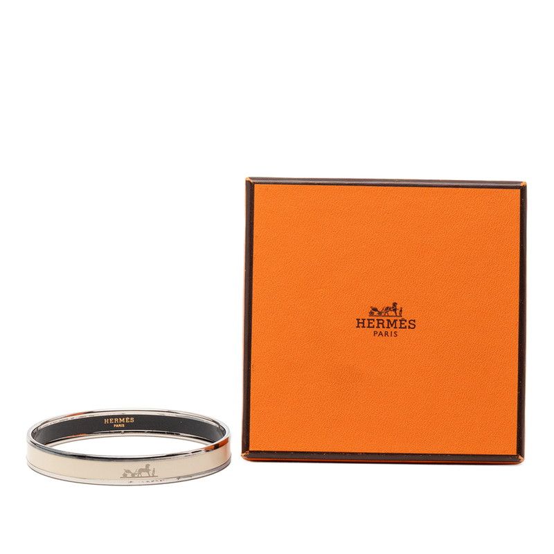 Hermes Enamel PM Bangle Silver Ivory Metal 1- Bracelet — view 6