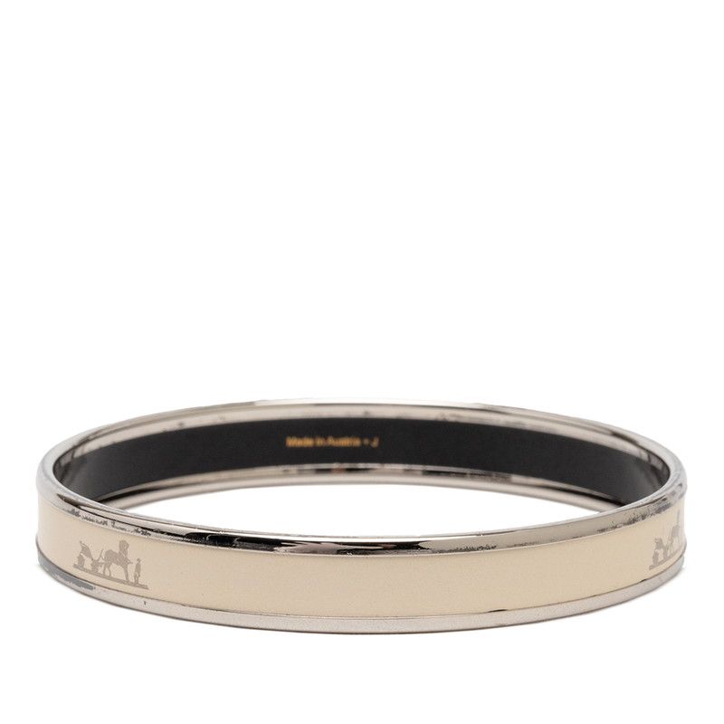 Hermes Enamel PM Bangle Silver Ivory Metal 1- Bracelet — view 3
