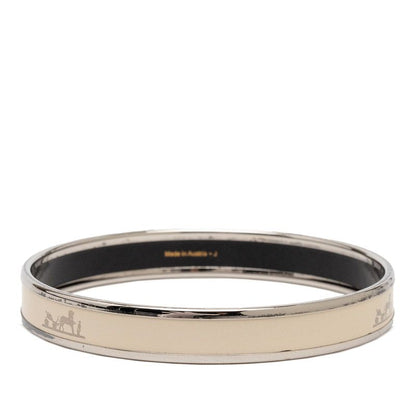 Hermes Enamel PM Bangle Silver Ivory Metal 1- Bracelet — view 3