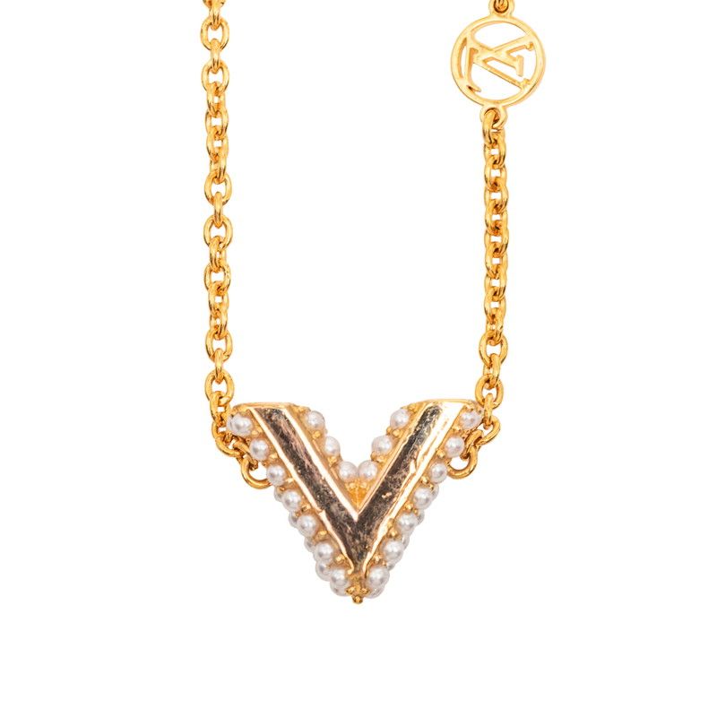 Louis Vuitton Bracelet Essential Lou Gold Plated Faux Pearl — view 5
