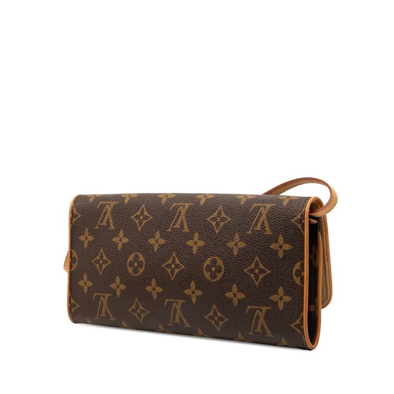 Louis Vuitton Monogram Pochette Twin GM Crossbody Shoulder Bag Brown Leather — view 2