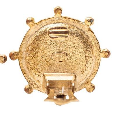 Chanel CC Logo Line Stone Earrings Gold Plated Faux Pearl — view 3